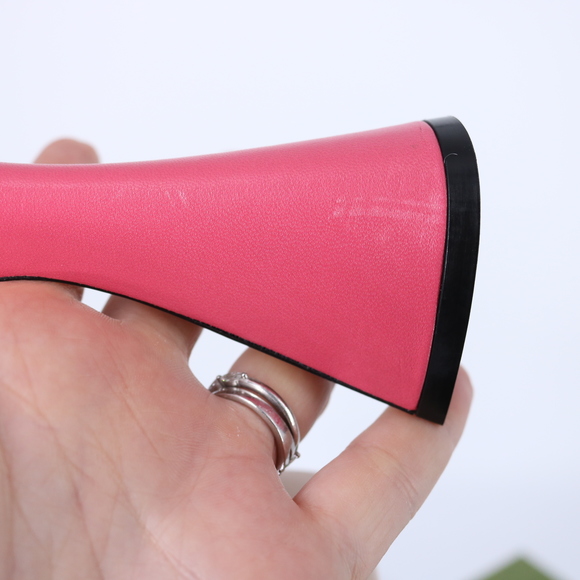 Gucci  37.5 Janaya Logo Studded pink GG Platform Heels Mules E800 - Picture 10 of 14